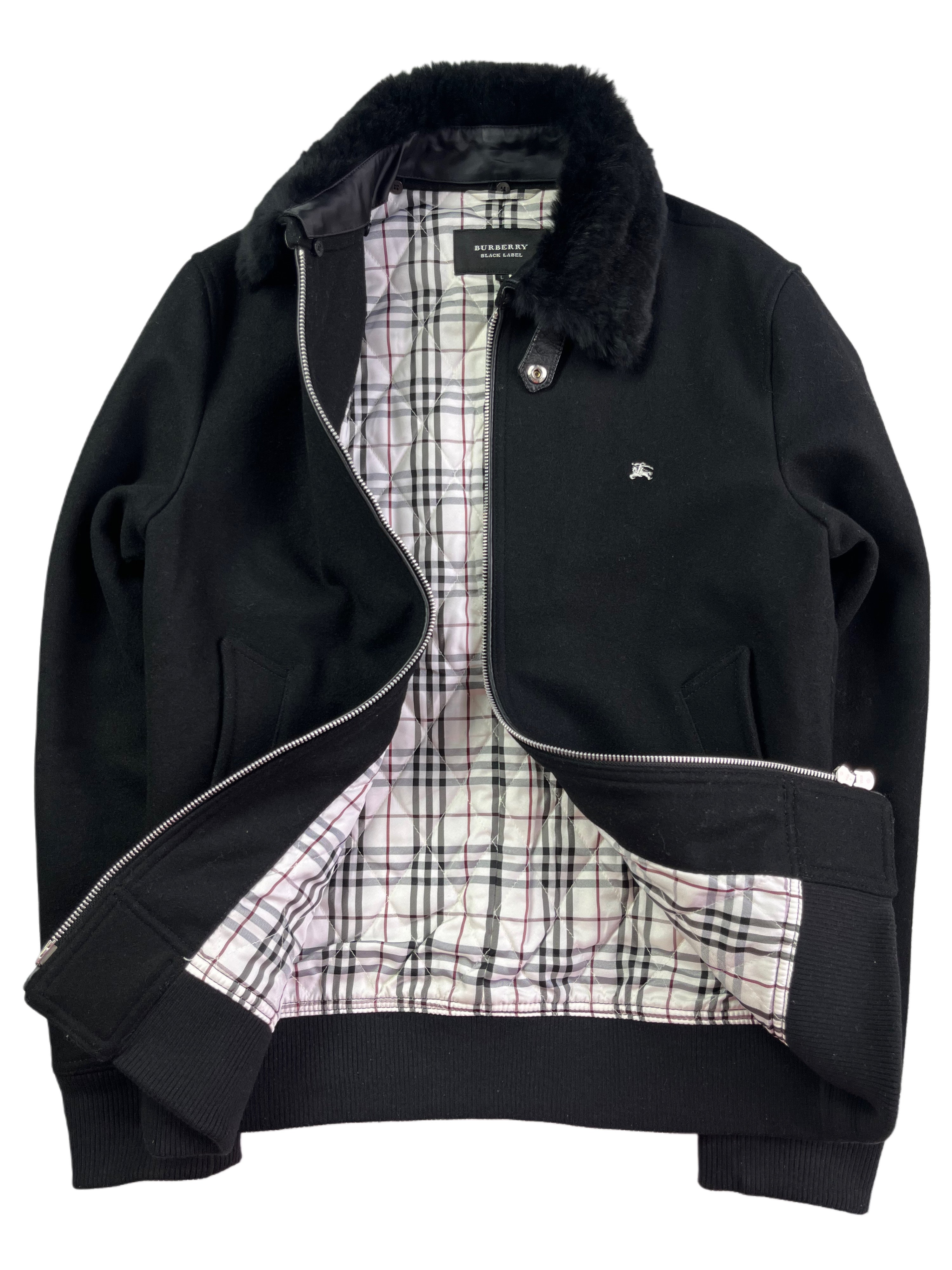 00’s BURBERRY made in Japan rabbit fur jacket (M/L) - black