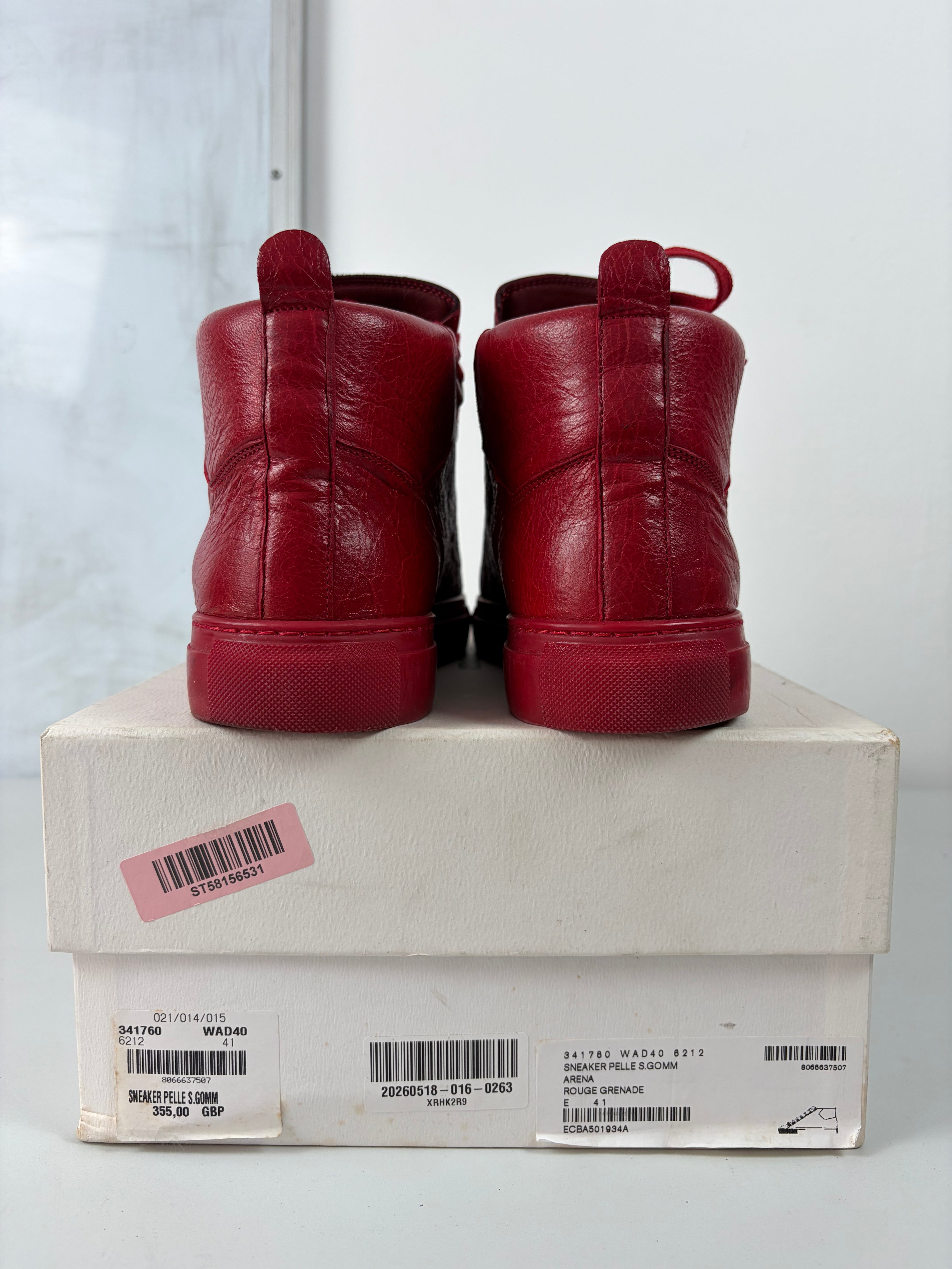Balenciaga arena high tops - eu 41 / us 9 - red