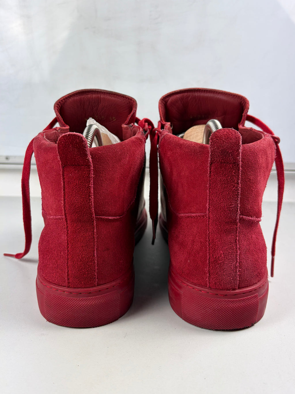 Balenciaga arena leather & suede high tops - eu 45 / us 12 / uk 11 - red