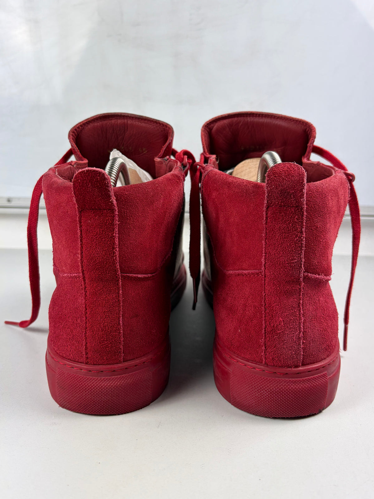 Balenciaga arena leather & suede high tops - eu 45 / us 12 / uk 11 - red