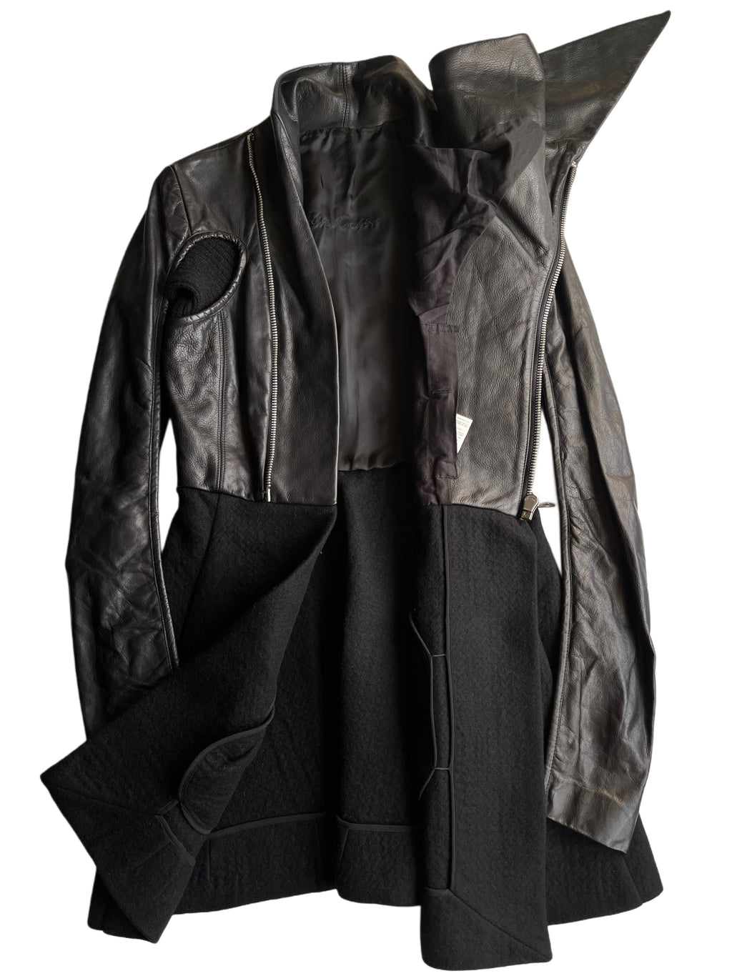2010 Rick Owens GLEAM leather & cashmere dress jacket - size IT 42 - black