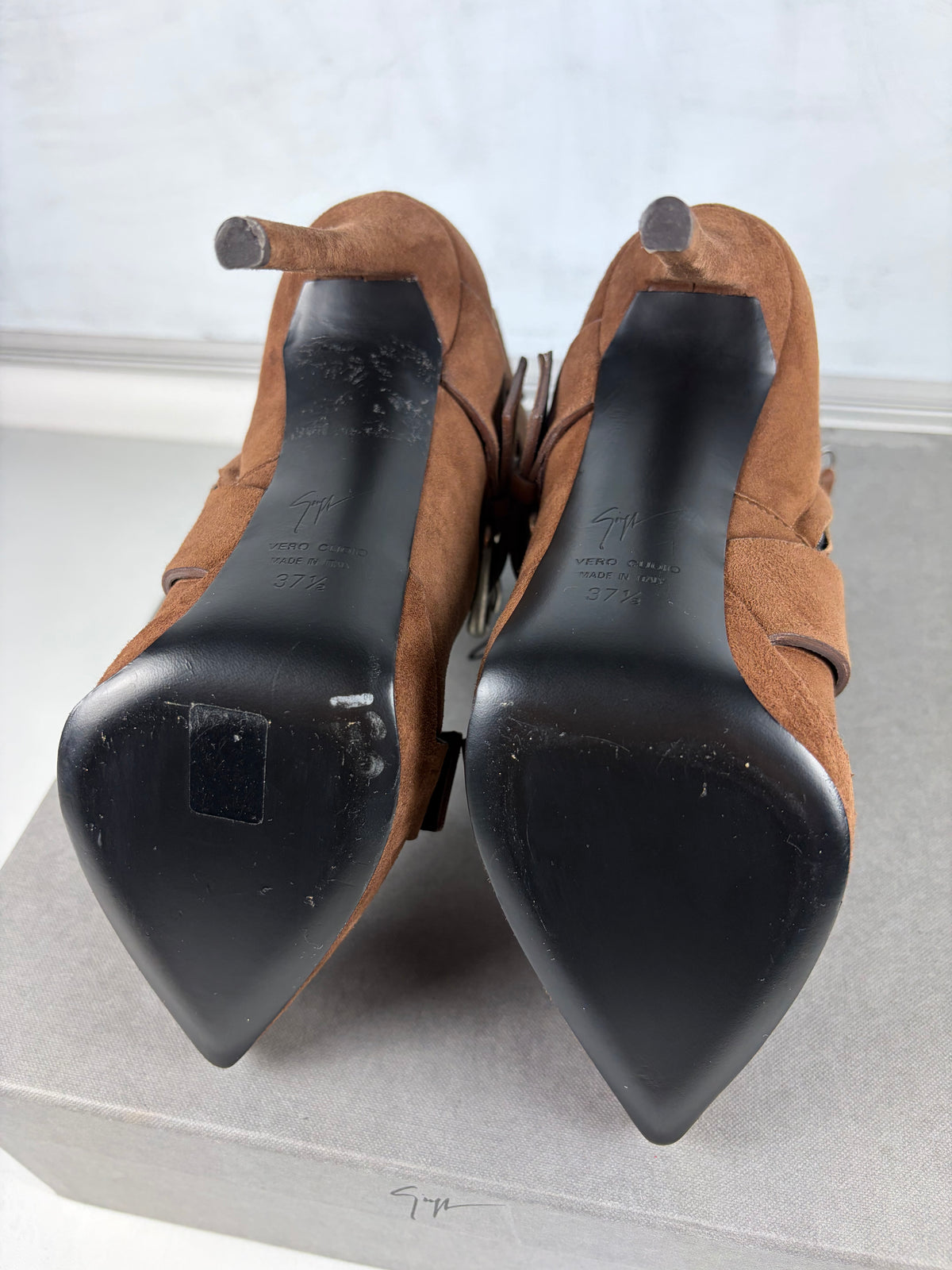 Giuseppe Zanotti ‘Emy’ suede ankle boots - eu 37.5 / us 7.5 / uk 4.5 - brown