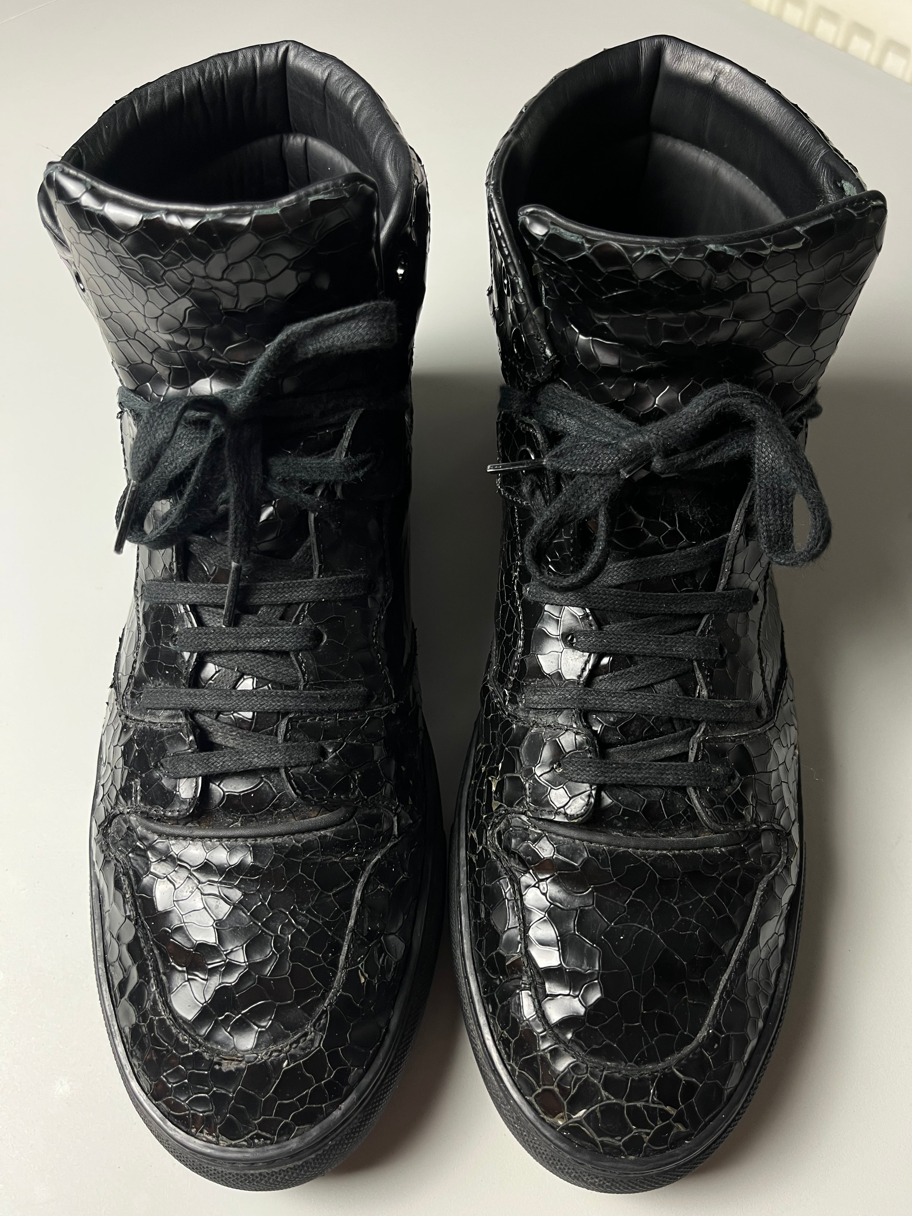 Balenciaga embossed croc leather high tops - Eu 43 - black