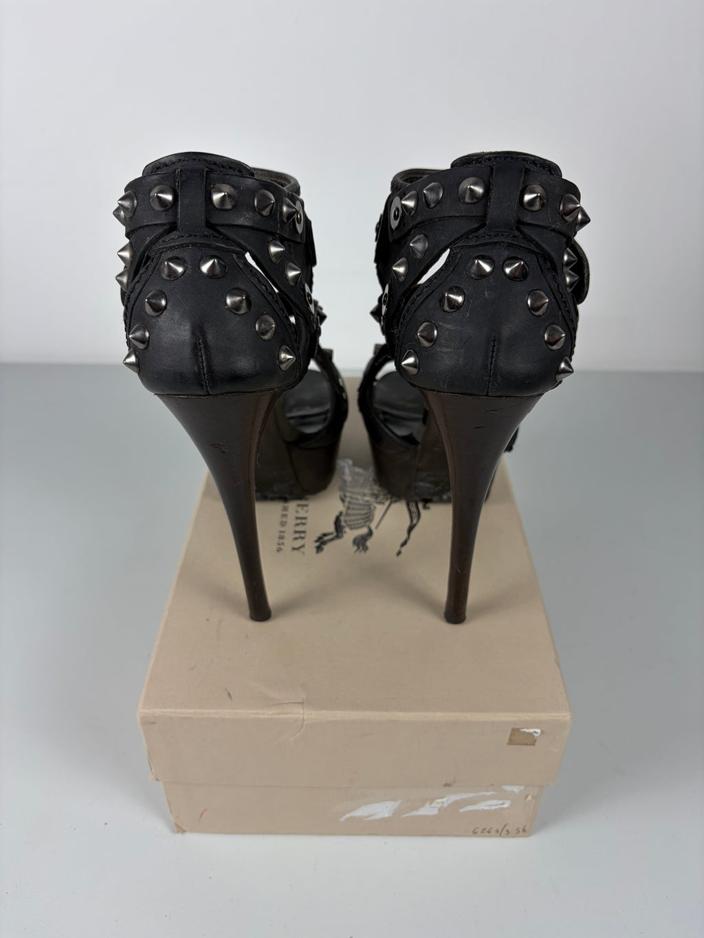 Burberry studded gladiator heels - eu 38 - black