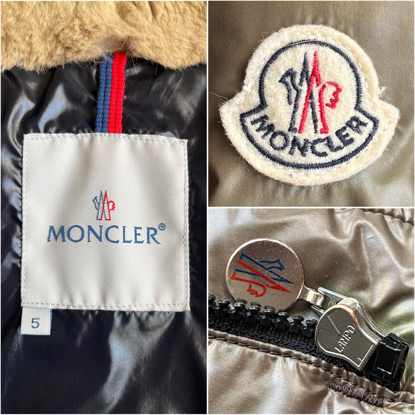 00’s MONCLER BULGARI real fur down jacket - size 5 (xl/xxl) - khaki