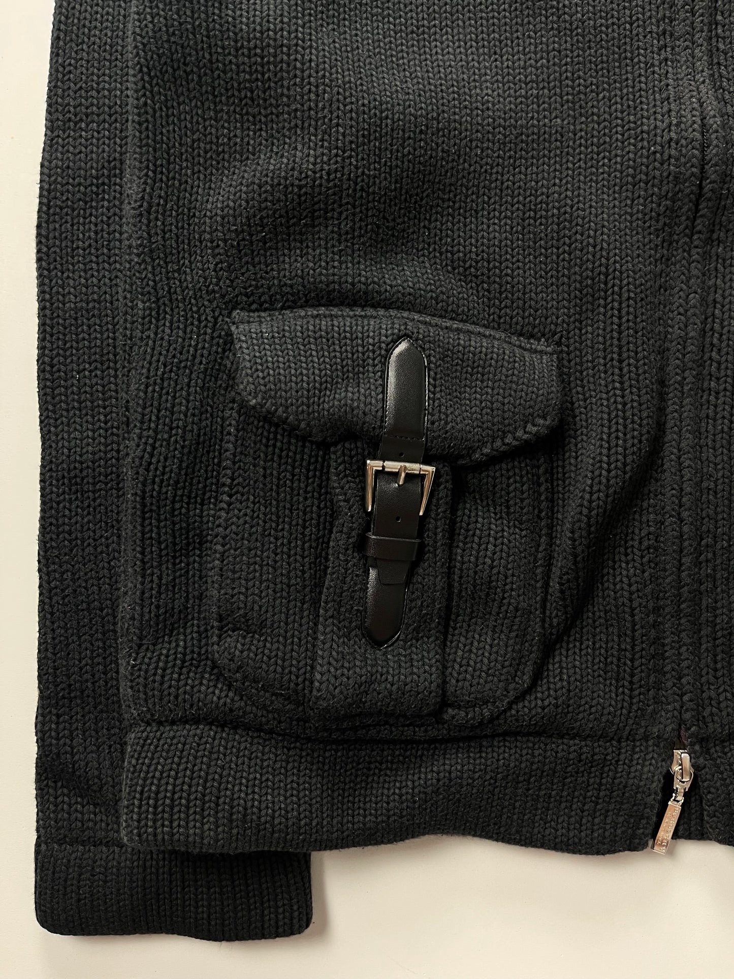 00’s BURBERRY military heavy cotton knit (M/L) - black