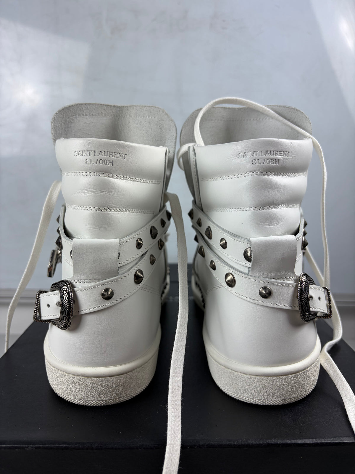 Saint Laurent SL/08H Wolly Spike high-tops - eu 40 / us 7 / uk 6 - white - brand new