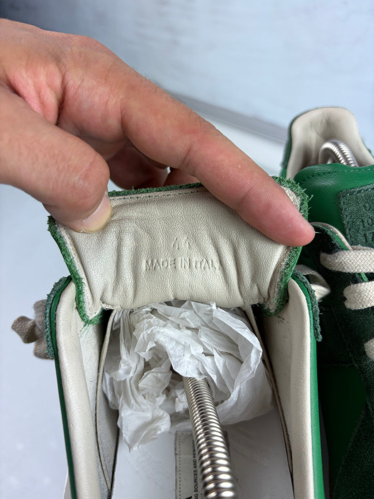 Maison Margiela low top suede & leather gats - eu 44 / us 11 - green