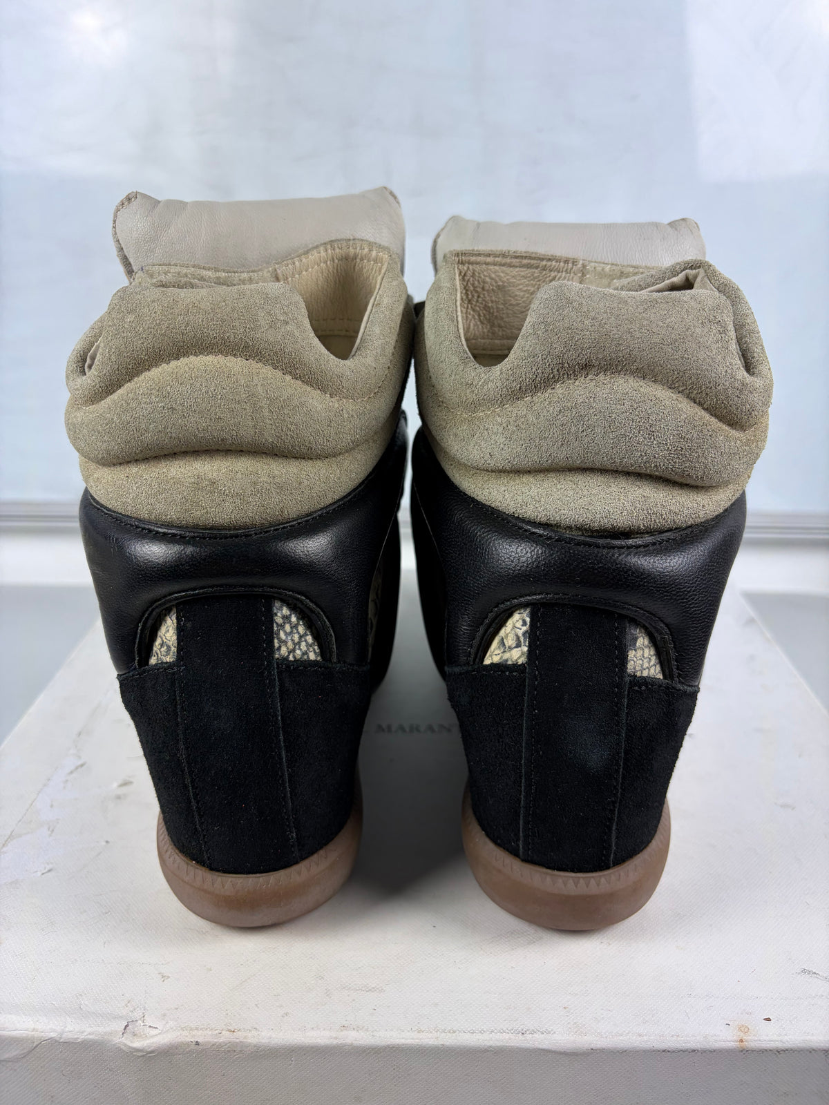 Isabel Marant Bonny python-print wedge sneakers - eu 37 / us 7 / uk 4 - black & gold