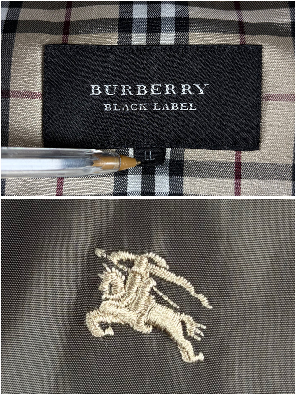 00’s BURBERRY Black Label real rabbit fur down jacket (LL) - olive green