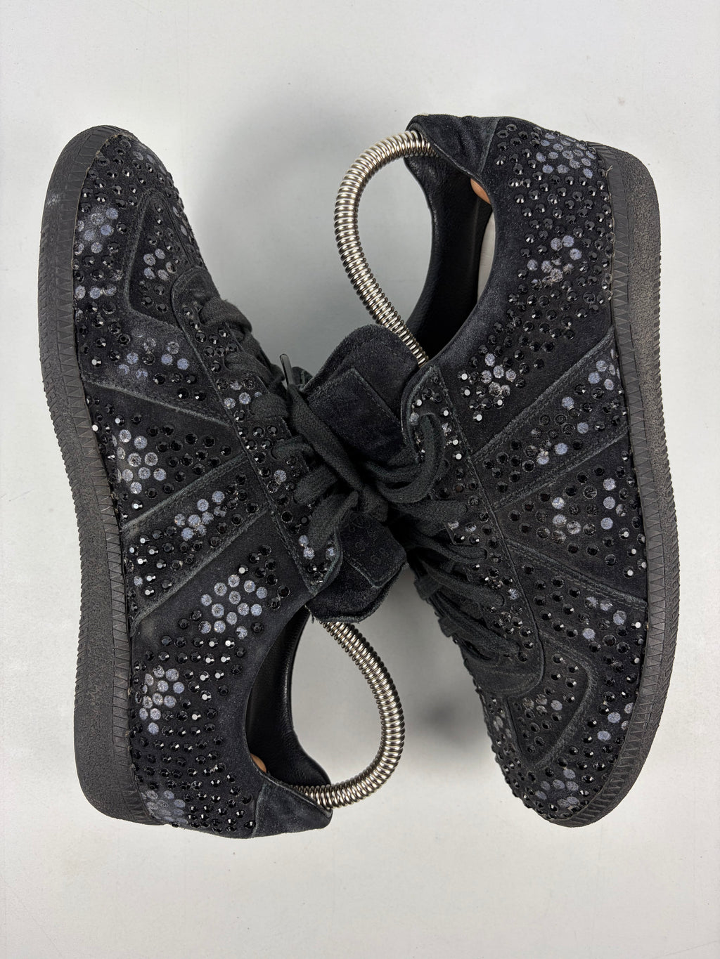 Maison Margiela Replica crystal-embellished suede sneakers - eu 38 / us 8 / uk 5 - black