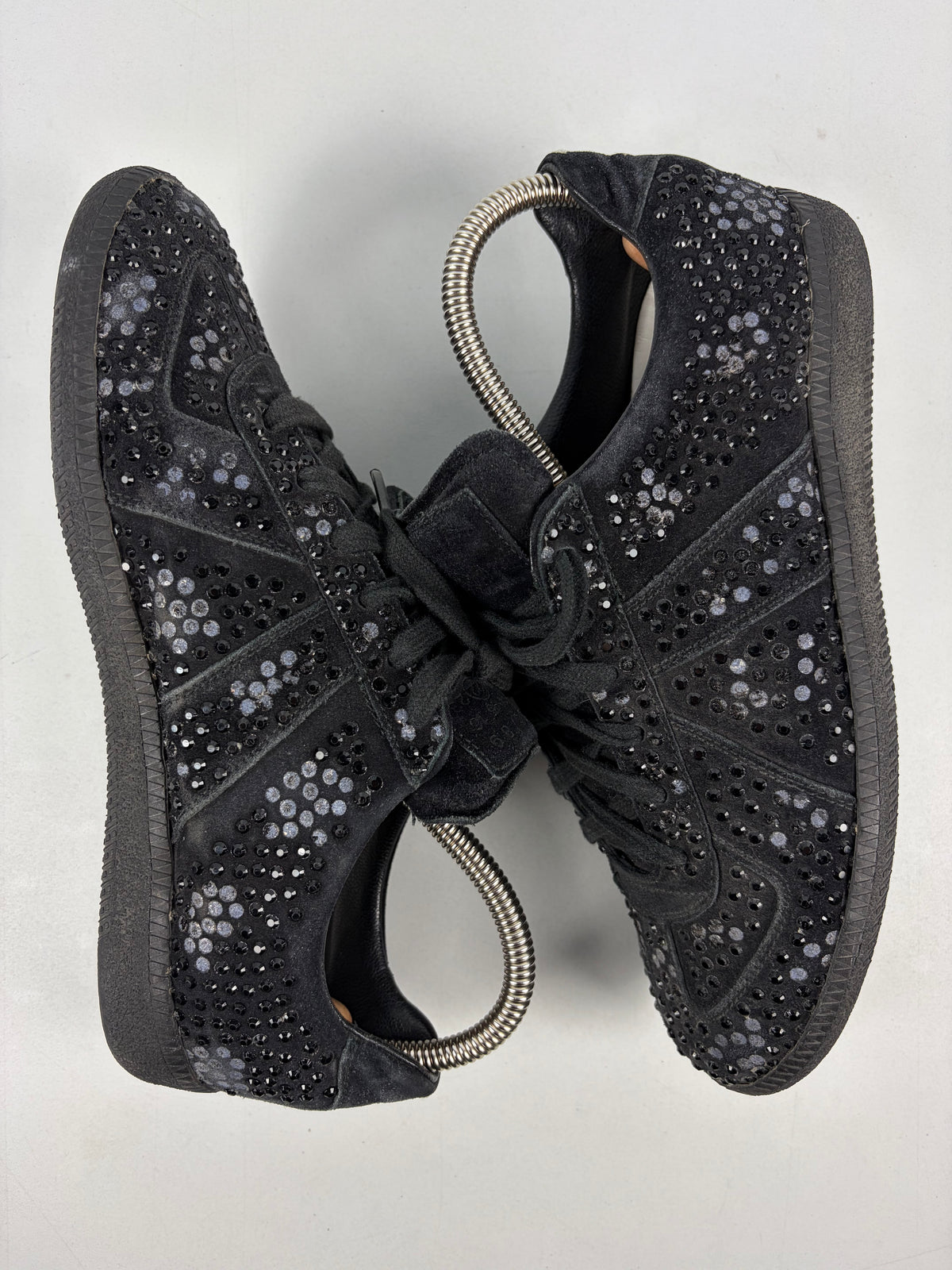 Maison Margiela Replica crystal-embellished suede sneakers - eu 38 / us 8 / uk 5 - black