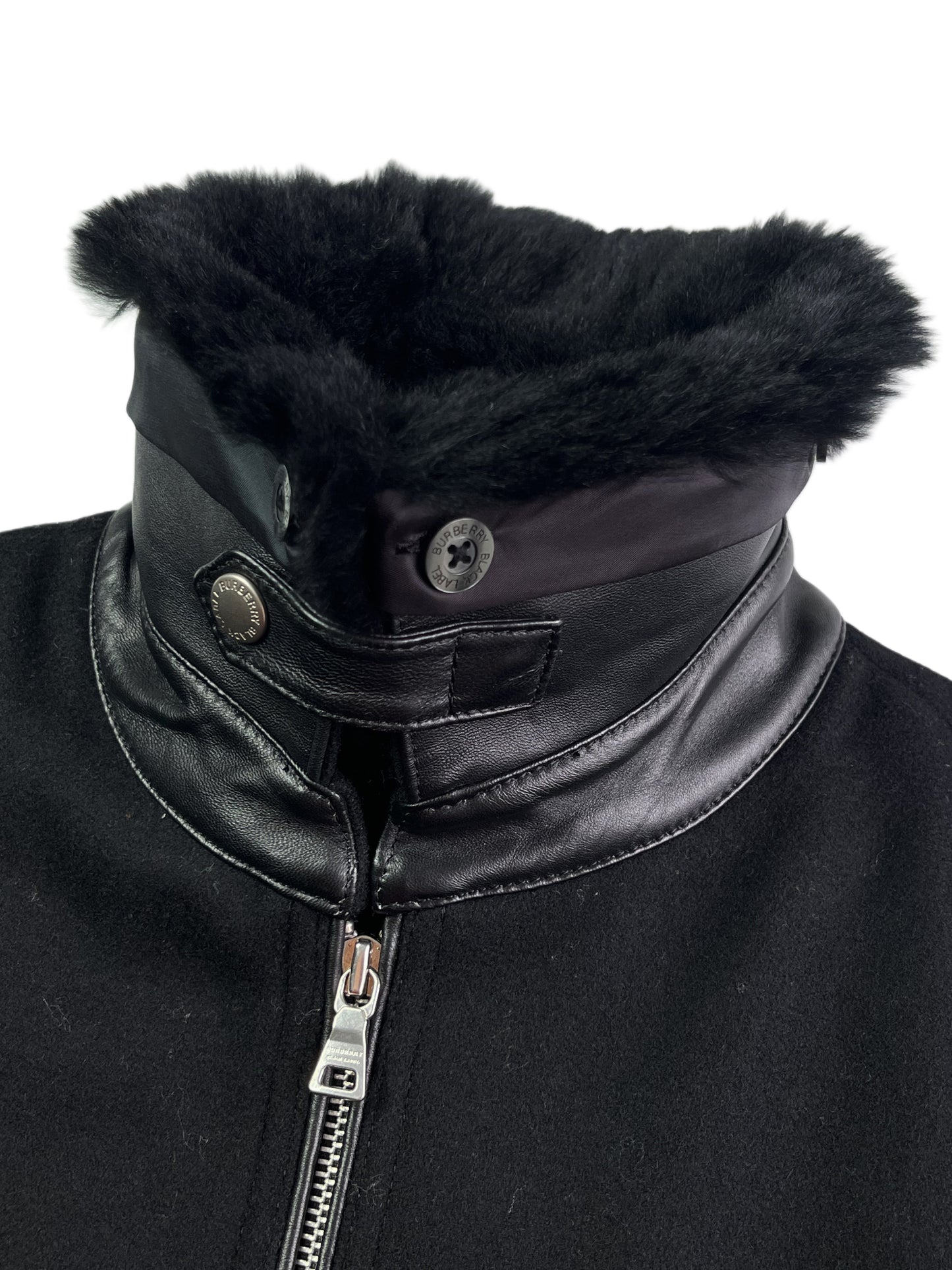 00’s BURBERRY made in Japan rabbit fur jacket (M/L) - black