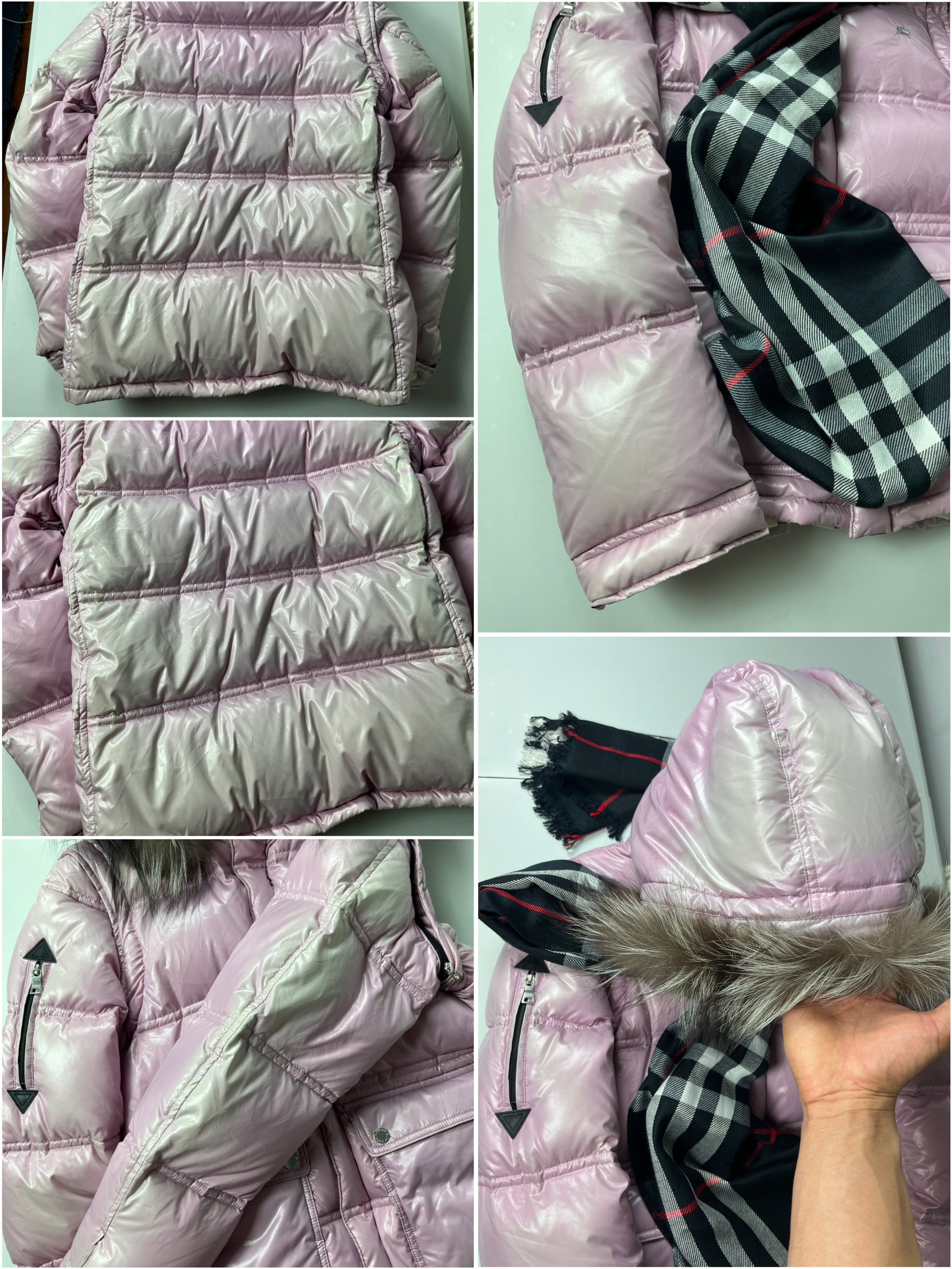 00’s BURBERRY made in Japan real fur down jacket (S/M) - pink