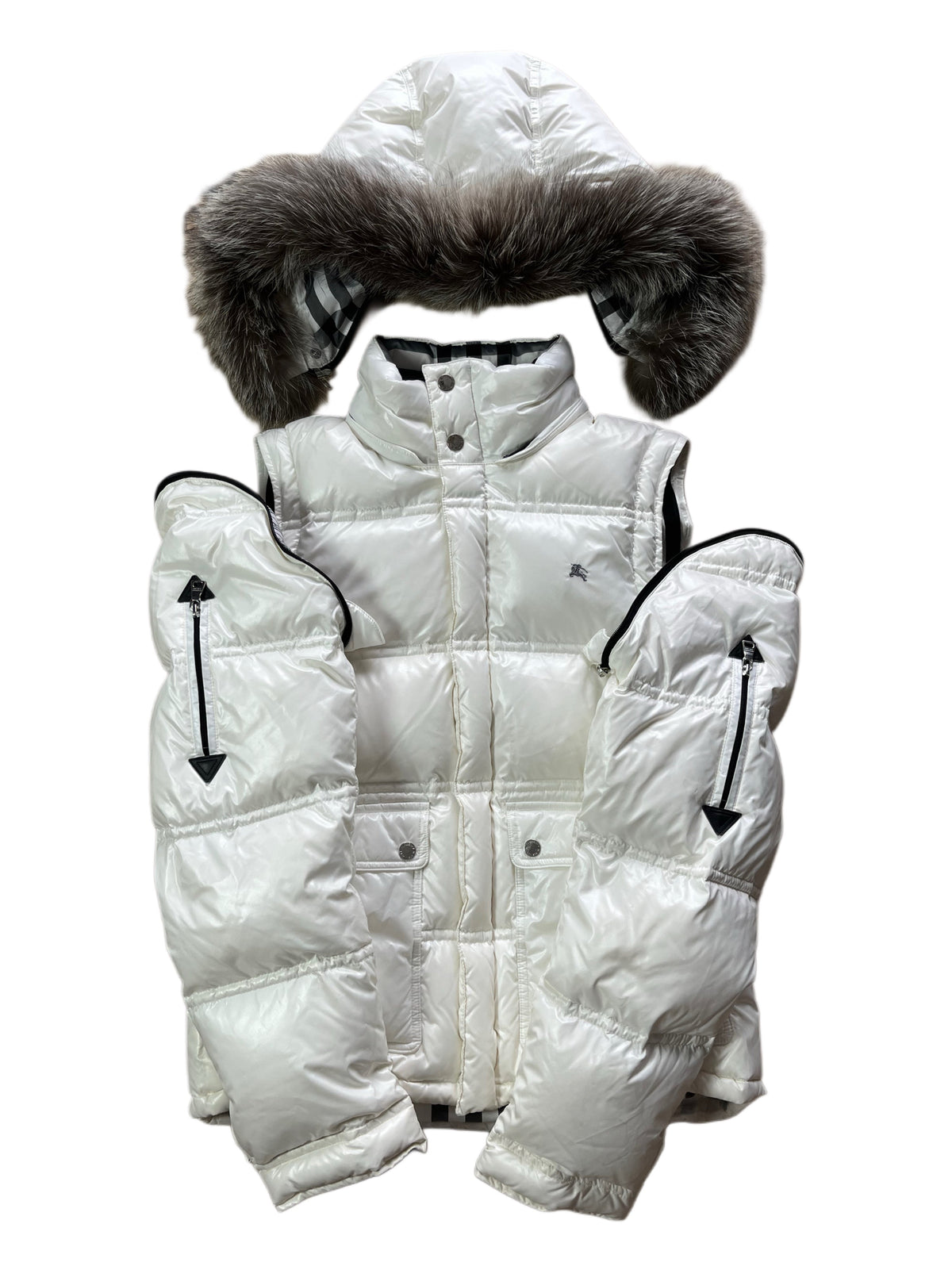 00’s BURBERRY Black Label real fur down jacket (S/M) - white