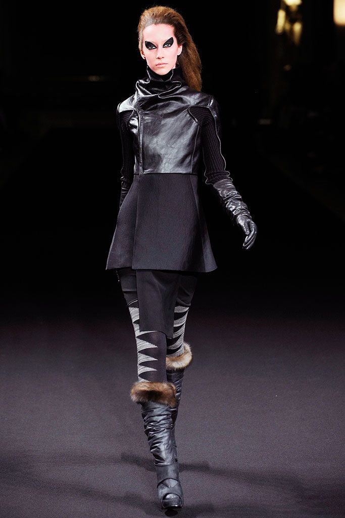 2010 Rick Owens GLEAM leather & cashmere dress jacket - size IT 42 - black