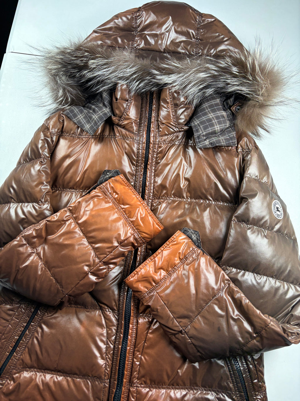 00’s BURBERRY Black Label 2 in 1 real fur down jacket (M/L) - brown