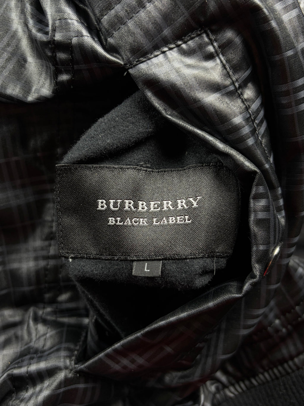 00’s BURBERRY Black Label reversible real fur down bomber jacket (M/L) - black