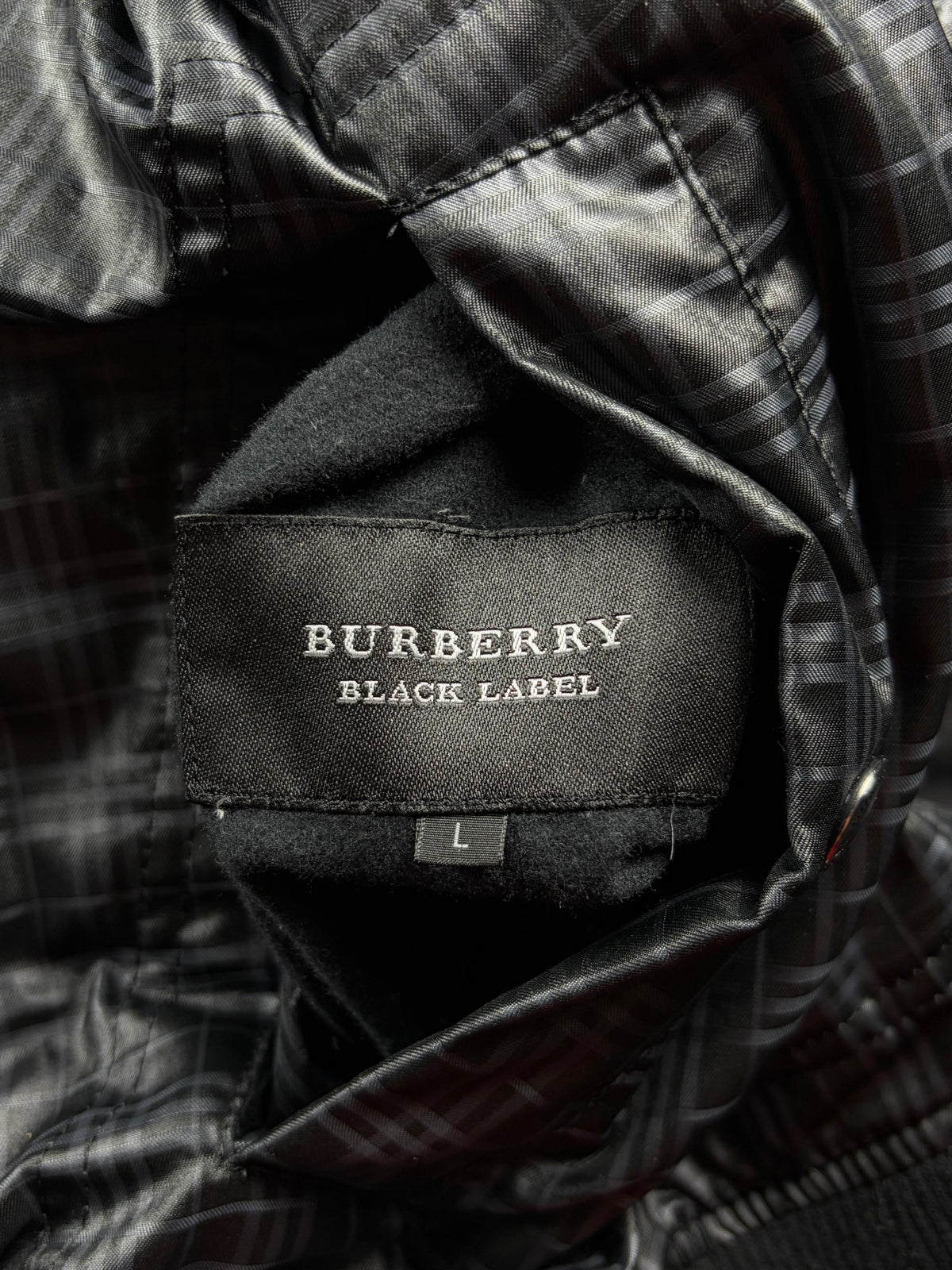 00’s BURBERRY Black Label reversible real fur down bomber jacket (M/L) - black