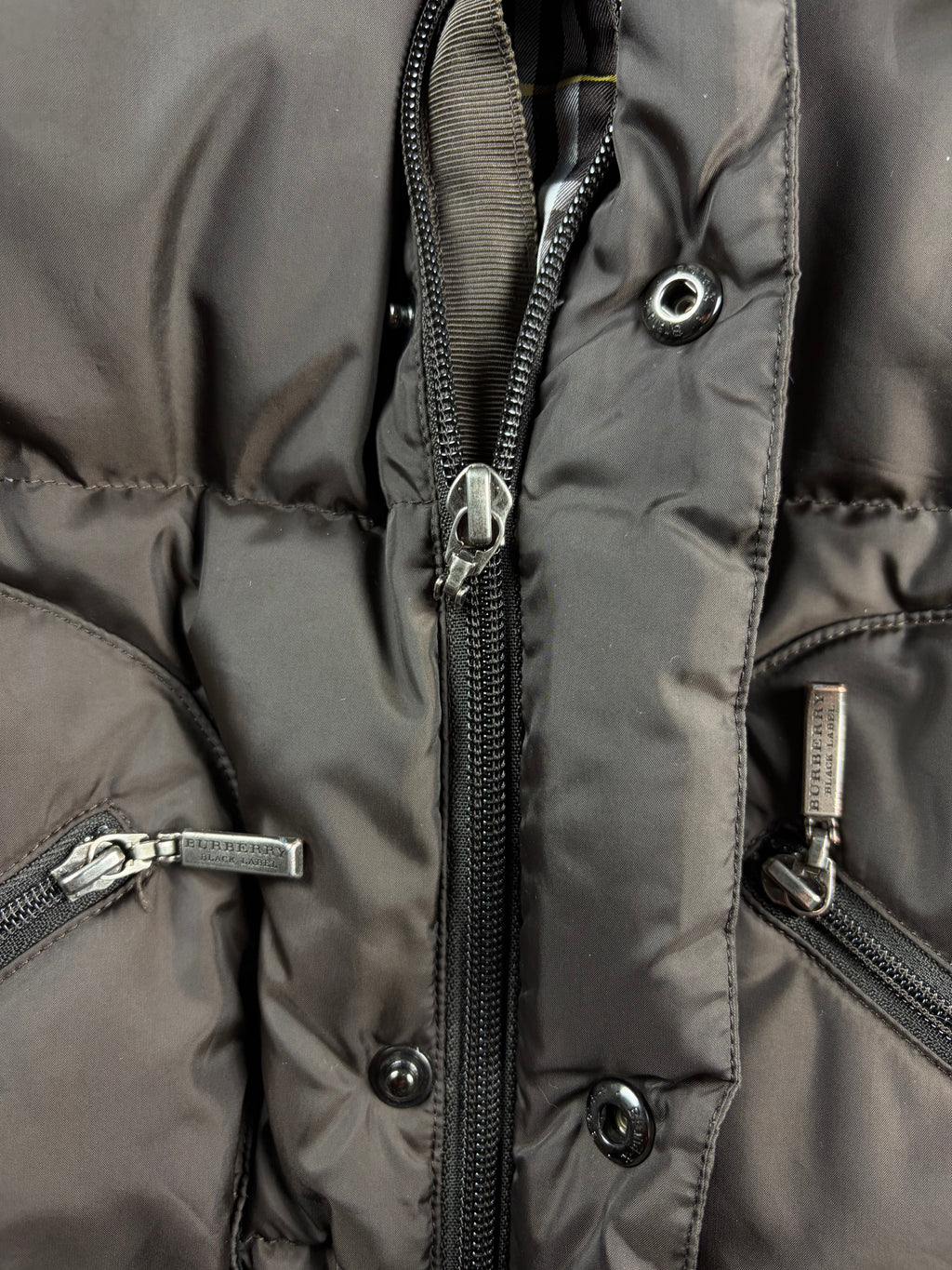 00’s BURBERRY Black Label real rabbit fur down jacket (M/L) - olive green
