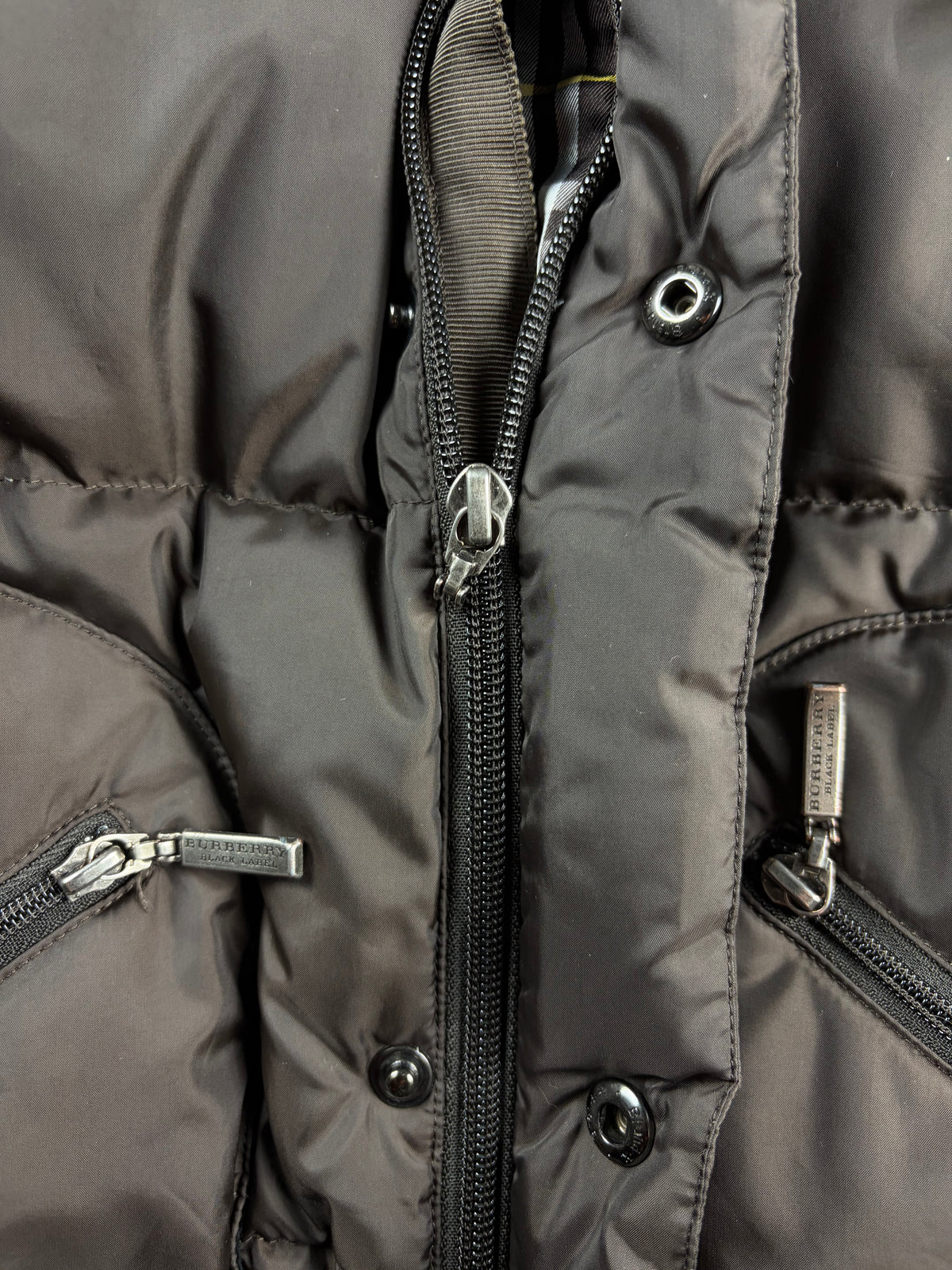 00’s BURBERRY Black Label real rabbit fur down jacket (M/L) - olive green