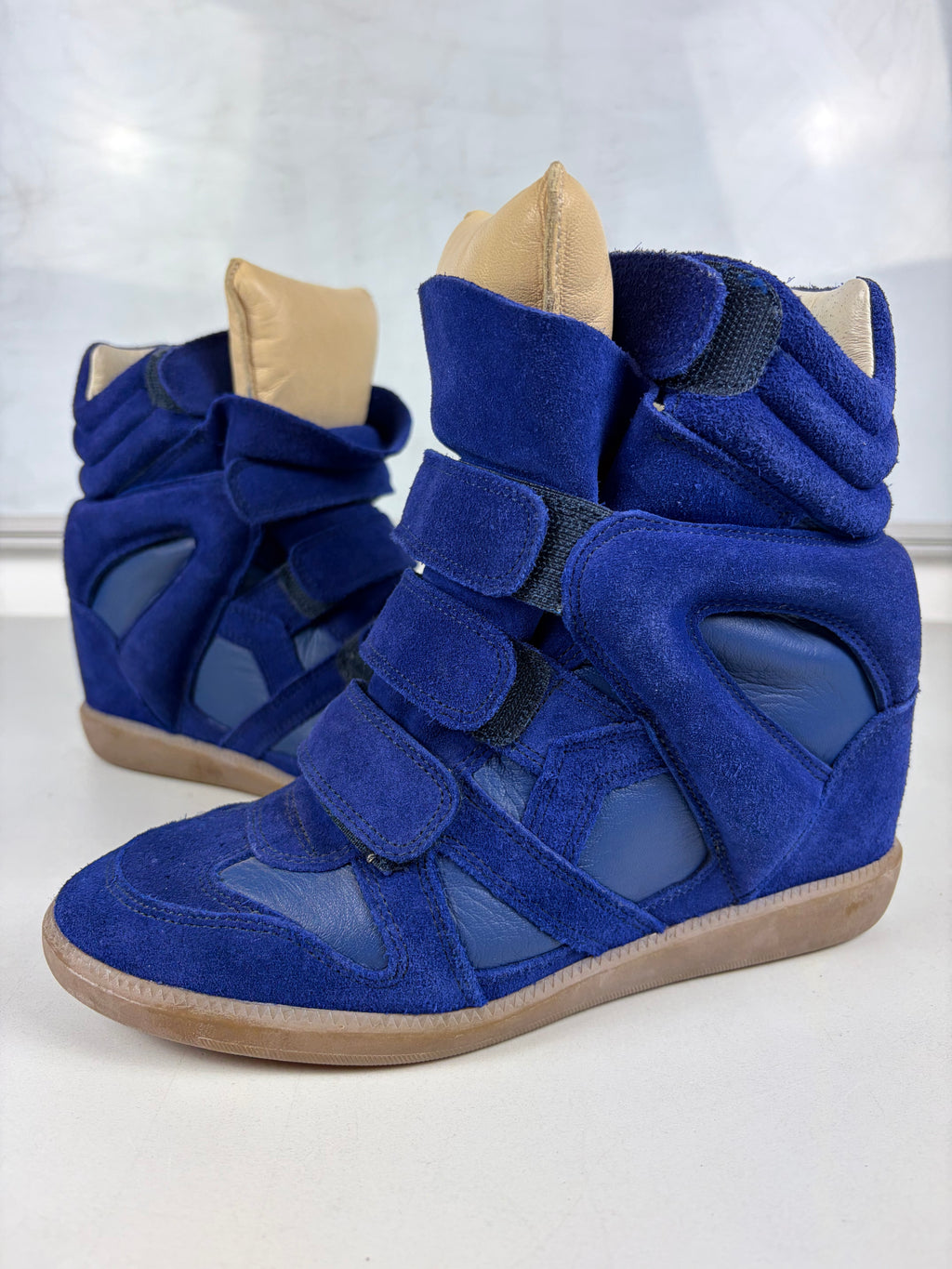 Isabel Marant Bekett suede wedge sneakers - eu 38 / us 8 / uk 5 - electric blue