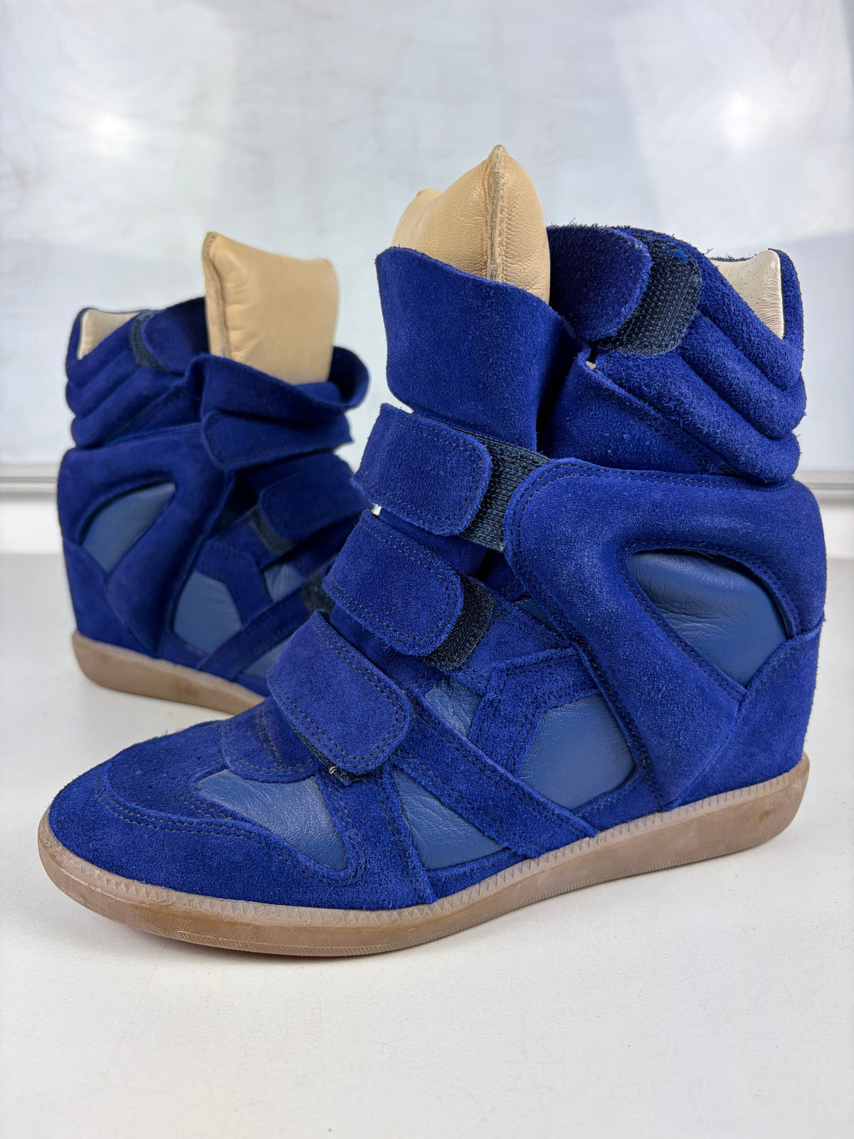 Isabel Marant Bekett suede wedge sneakers - eu 38 / us 8 / uk 5 - electric blue