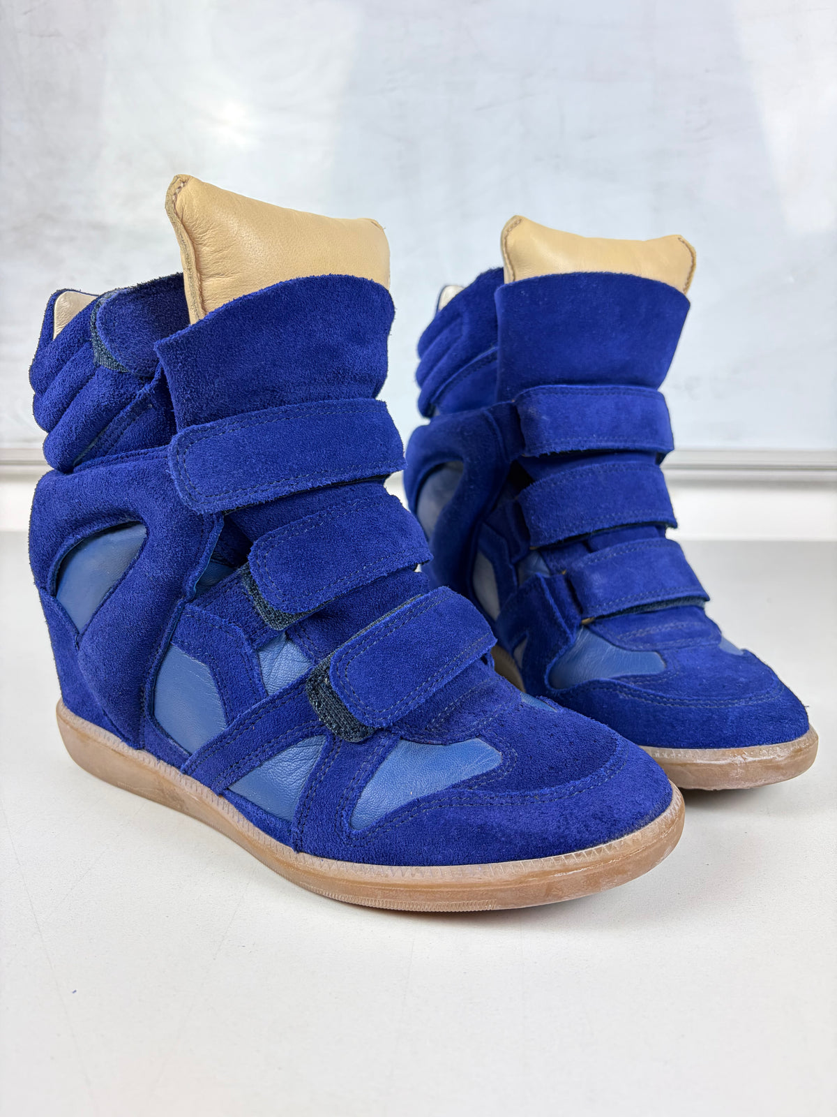 Isabel Marant Bekett suede wedge sneakers - eu 38 / us 8 / uk 5 - electric blue