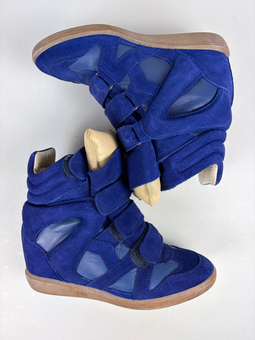Isabel Marant Bekett suede wedge sneakers - eu 38 / us 8 / uk 5 - electric blue