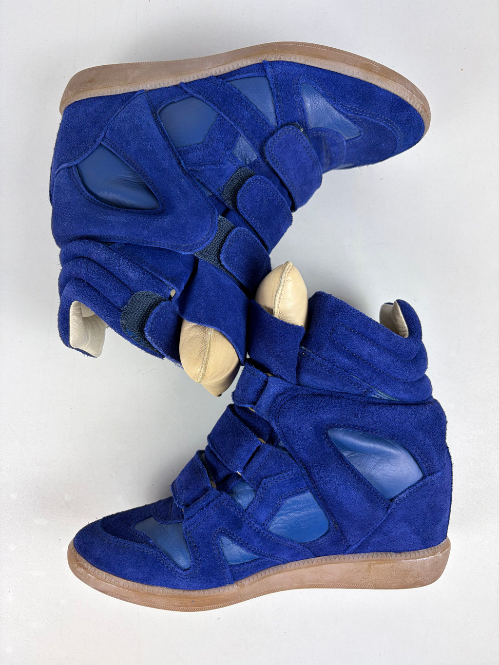 Isabel Marant Bekett suede wedge sneakers - eu 38 / us 8 / uk 5 - electric blue