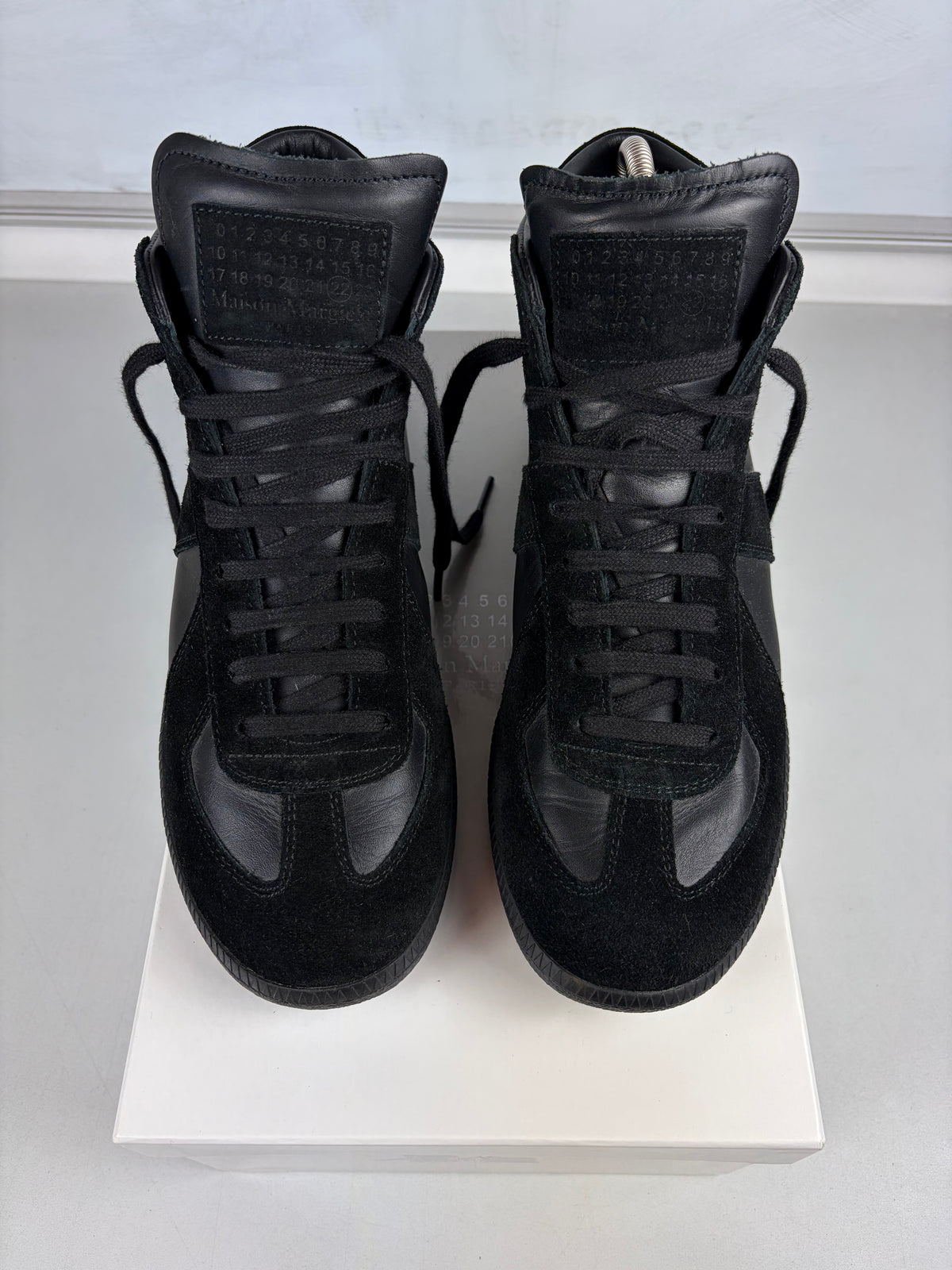 Maison Margiela Replica high top leather & suede gats - eu 42 / us 9 / uk 8 - black