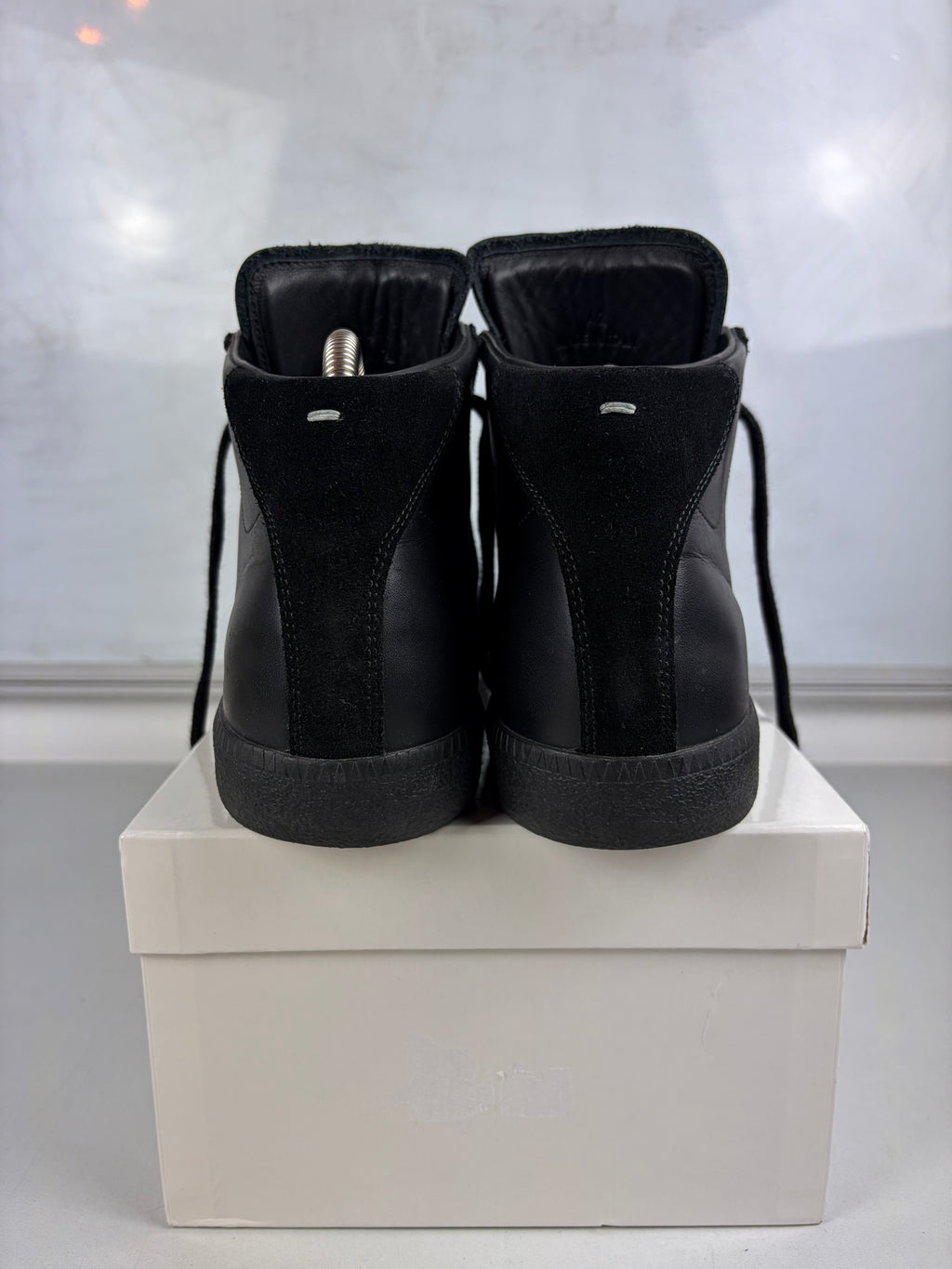 Maison Margiela Replica high top leather & suede gats - eu 42 / us 9 / uk 8 - black