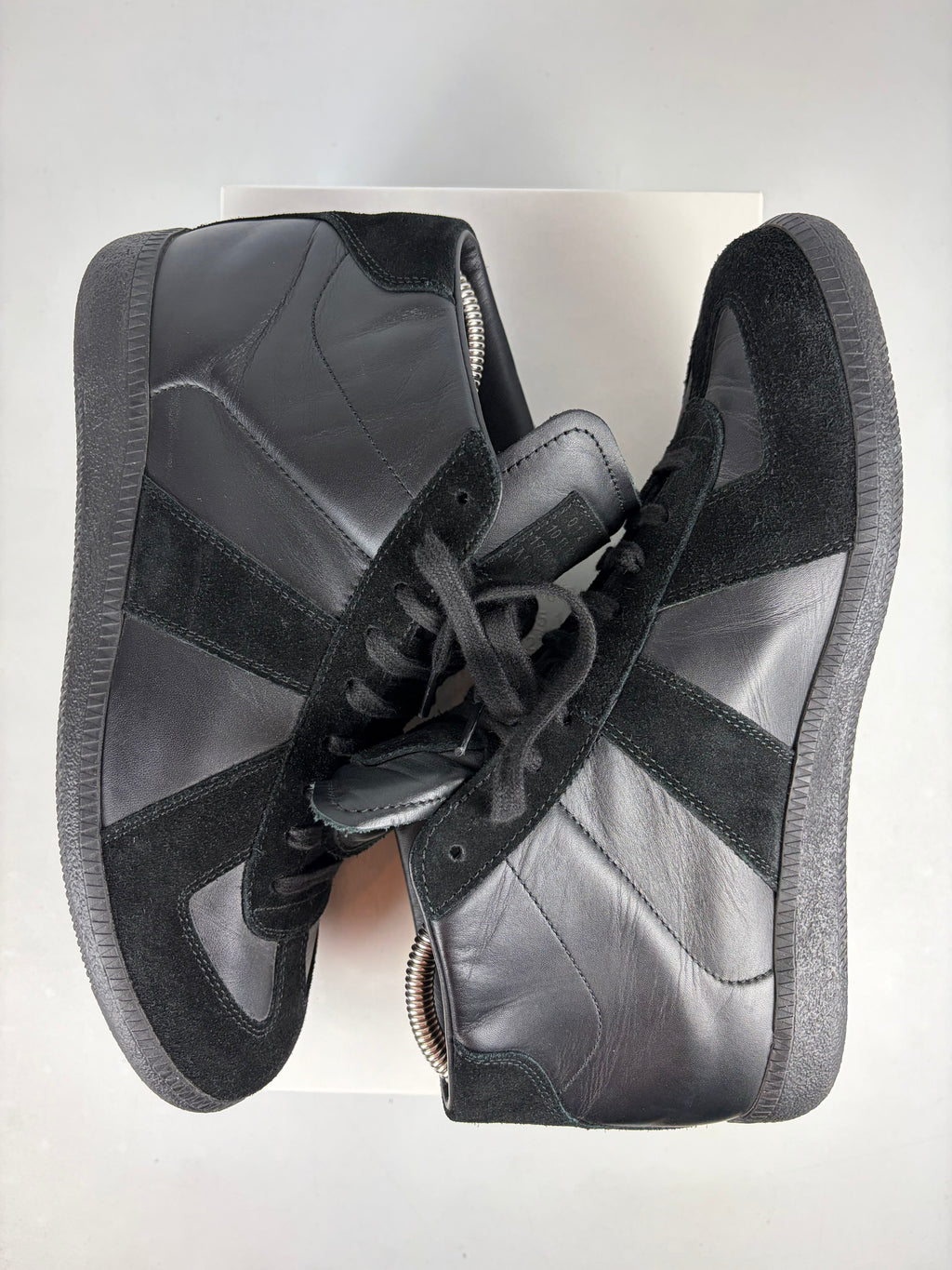 Maison Margiela Replica high top leather & suede gats - eu 42 / us 9 / uk 8 - black
