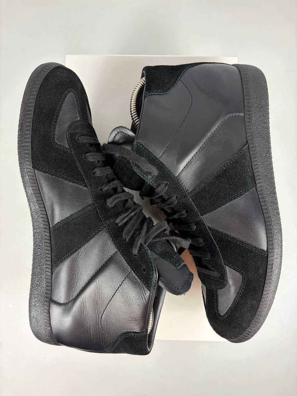 Maison Margiela Replica high top leather & suede gats - eu 42 / us 9 / uk 8 - black