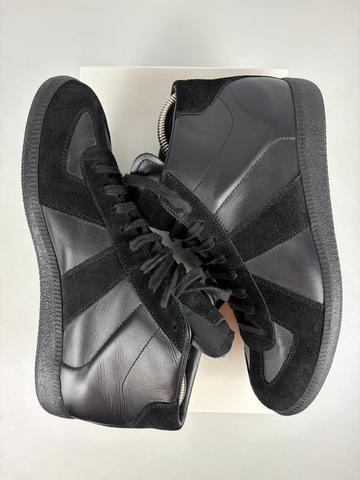 Maison Margiela Replica high top leather & suede gats - eu 42 / us 9 / uk 8 - black