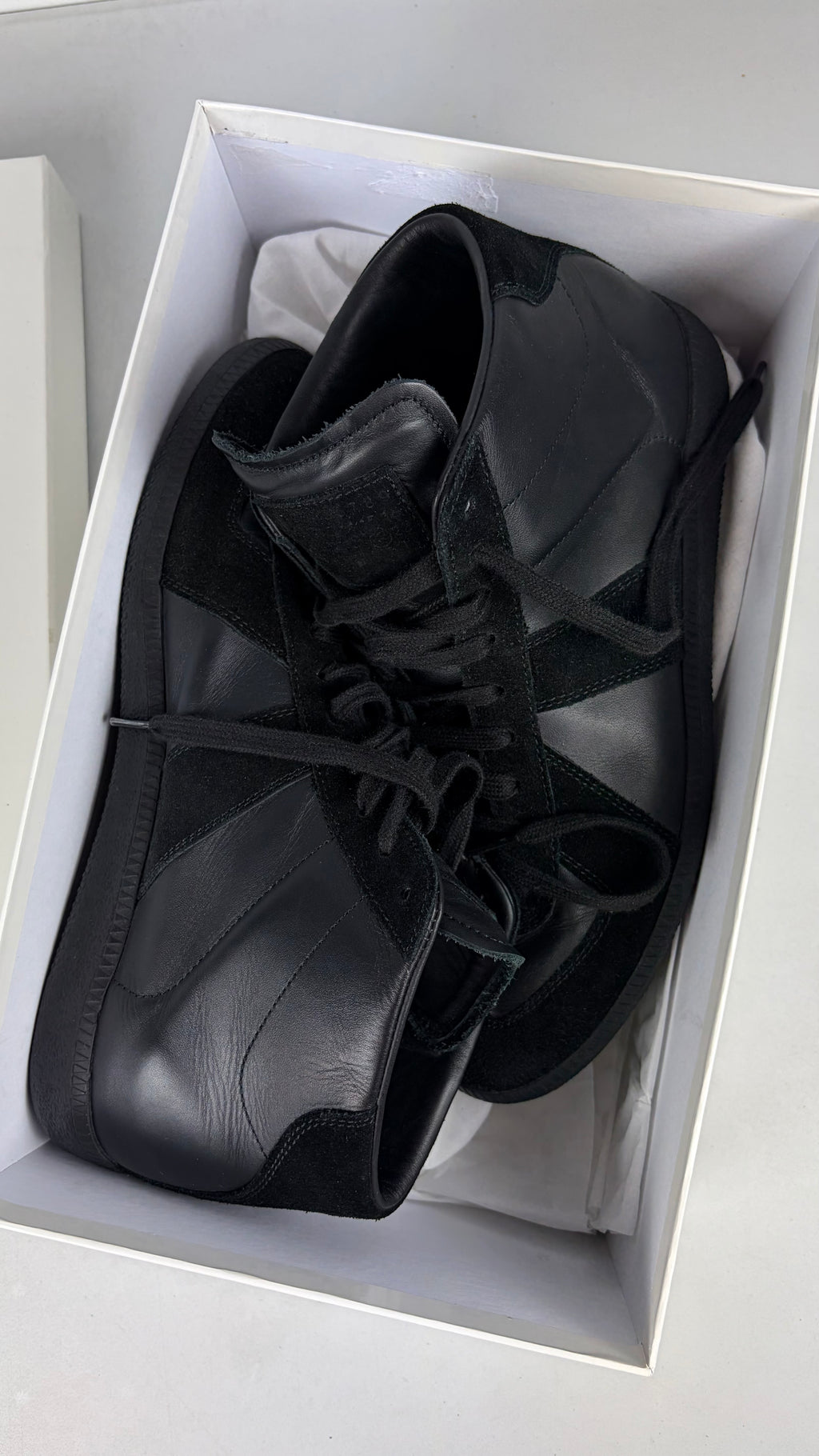 Maison Margiela Replica high top leather & suede gats - eu 42 / us 9 / uk 8 - black