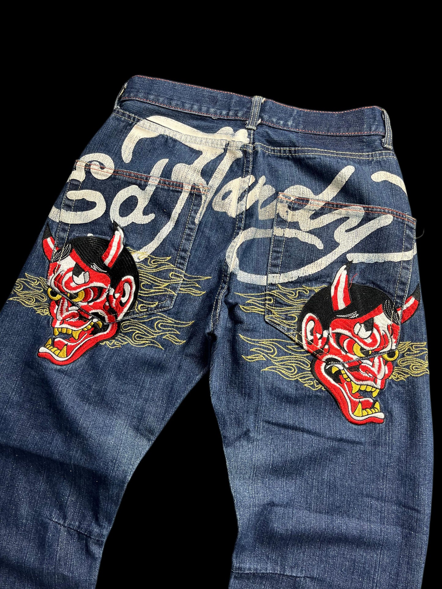 ED HARDY DEVIL EMBROIDERED JEANS (30)