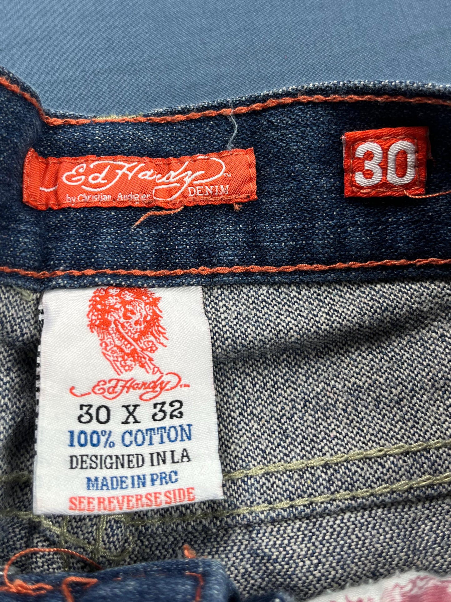ED HARDY DEVIL EMBROIDERED JEANS (30)