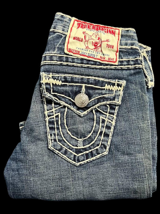 TRUE RELIGION JOEY SUPER T WHITE THICK STITCH JEANS (25)