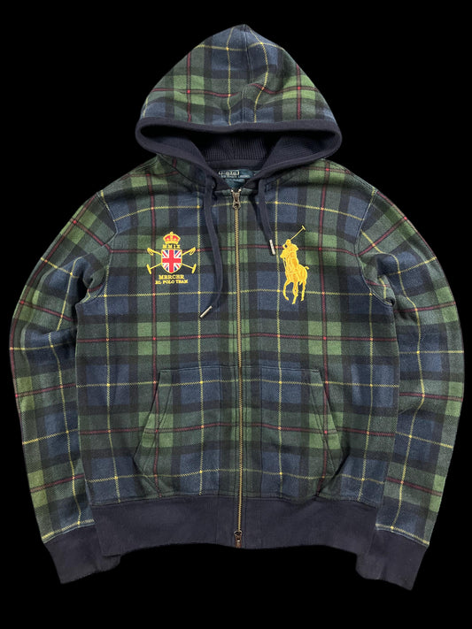 VINTAGE PRL PLAID ZIP UP HOODIE (S)